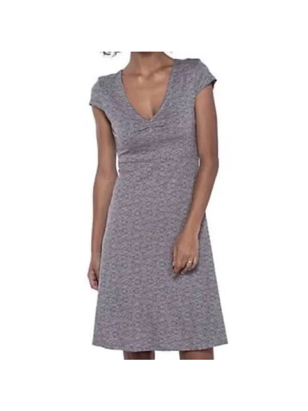 Toad & Co Rosemarie Dress Organic Cotton Cap Sleeve Tan Printed Women XL